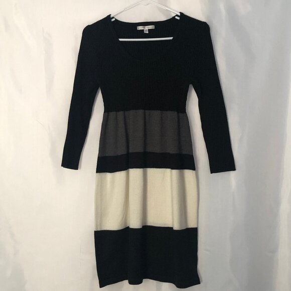 Sandra Darren Sweater Dress Color Black Off White and Gray Size PM - Picture 1 of 12